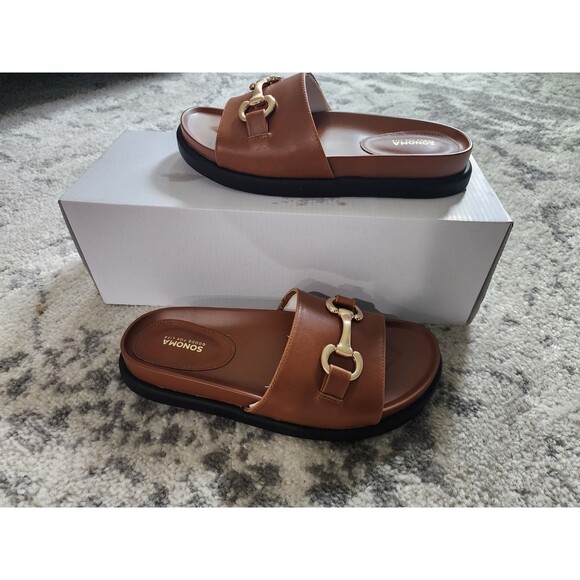 Sonoma Shoes - NEW Sonoma Women's Tyrinn Cognac Leather Slide Sandals Size 6.5